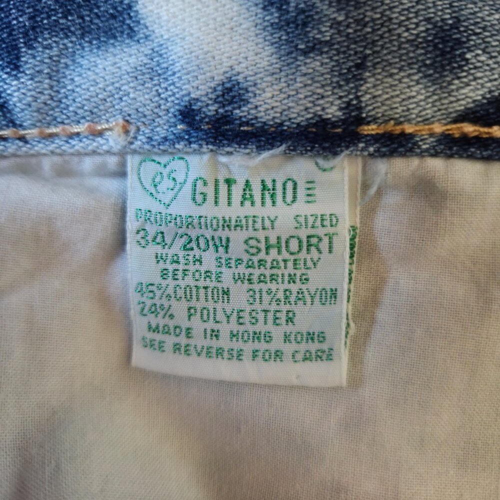 Vintage Gitano Bareback High Rise Jeans 20W Short 32X26 Acid Wash Bleached Denim - Picture 6 of 8